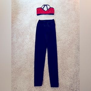 Jazz Costume Sequinned Red Top and Black Leggings Women’s X-Small